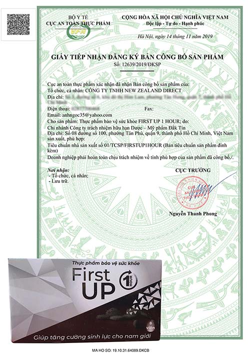 First Up 1h chứng nhận