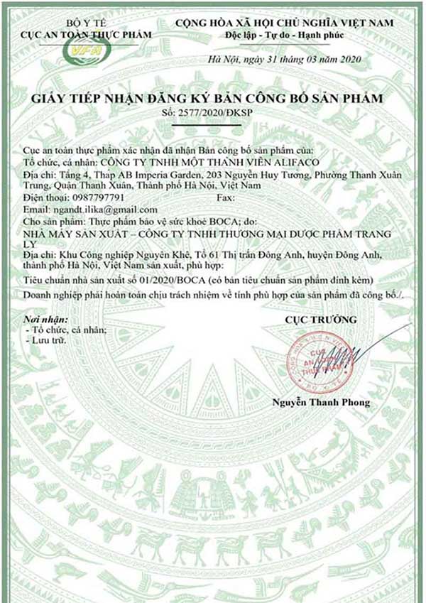 boca chứng nhận an toàn