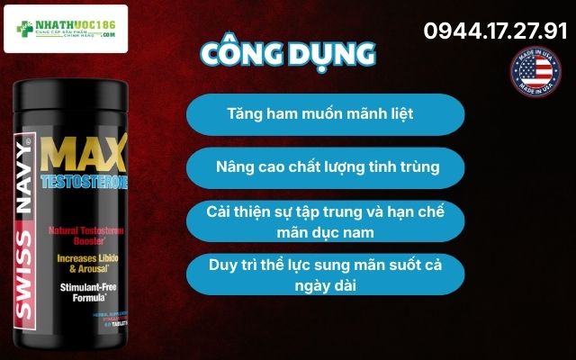 Công dụng tuyệt vời của Swiss Navy Max Testosterone