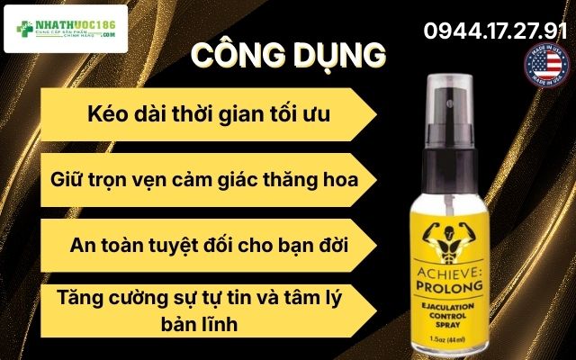 Công dụng vượt trội của Achieve Prolong Delay Spray