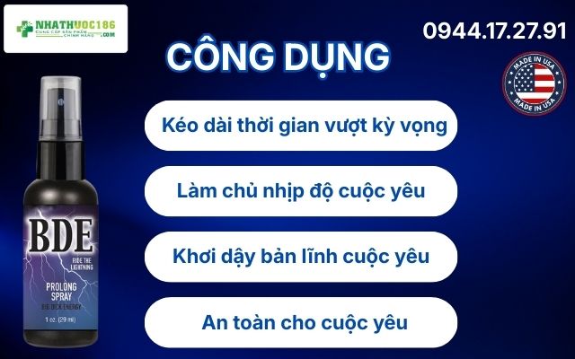 Công dụng vượt trội của BDE Prolong Spray