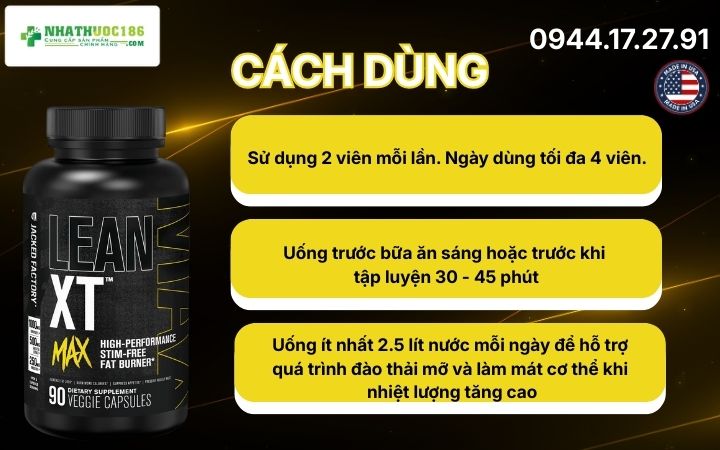 Hướng dẫn sử dụng Lean XT MAX Stim-Free Fat Burner đạt hiệu quả tối ưu
