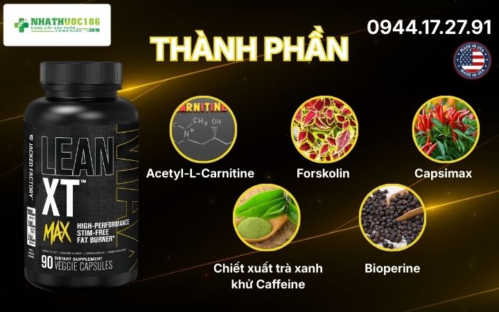 Phân tích bảng thành phần Lean XT MAX Stim-Free Fat Burner