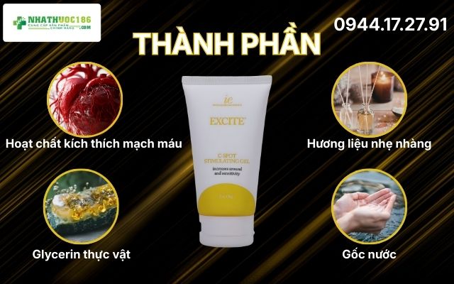 Phân tích bảng thành phần tinh khiết và an toàn của Excite C-Spot Stimulating Gel