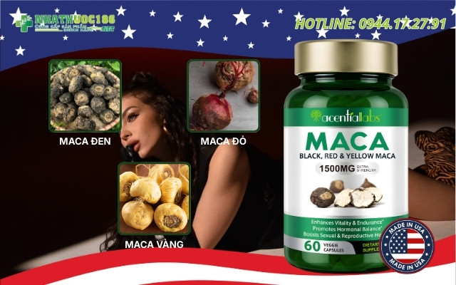 Thành phần có trong Maca Red Black Yellow 1500mg
